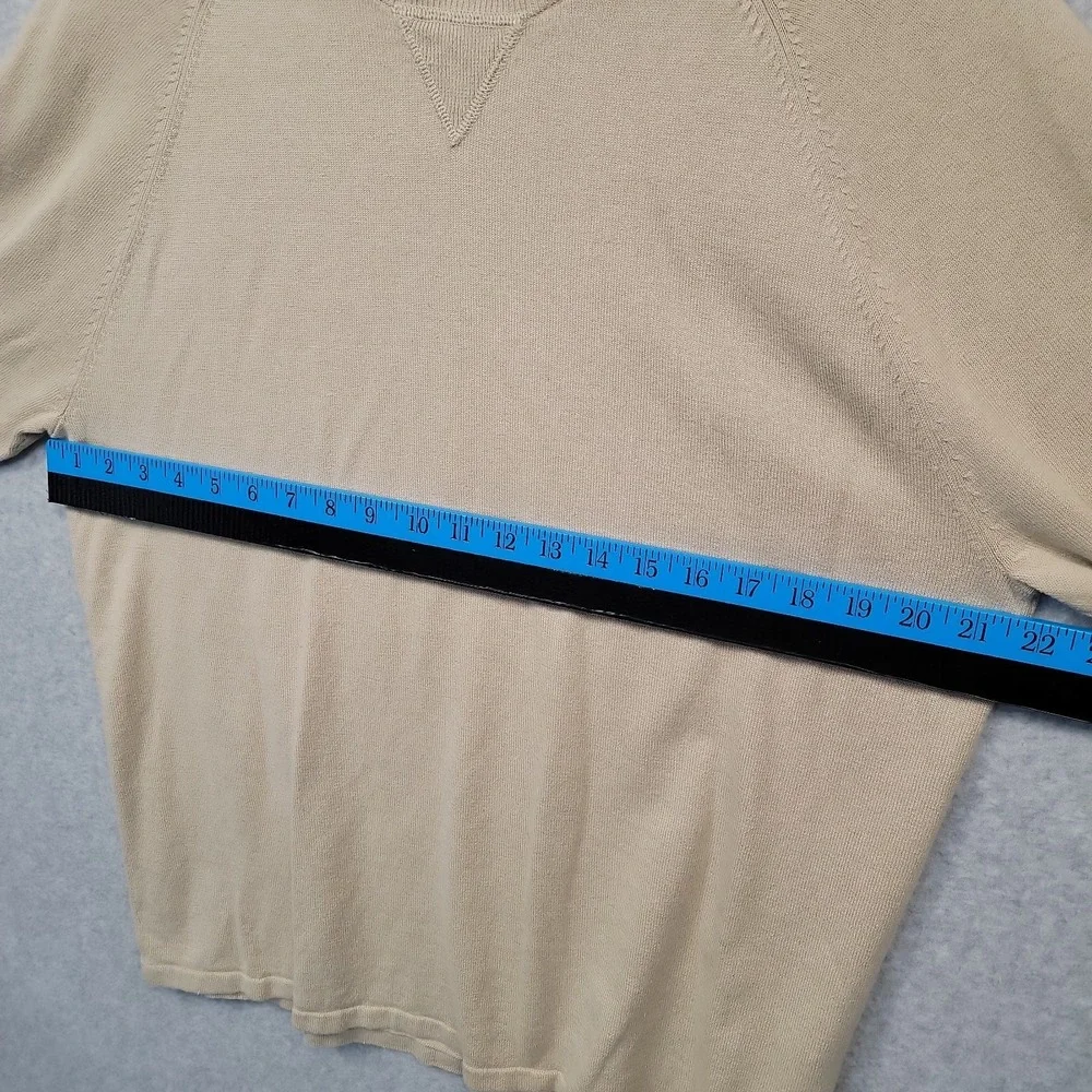 FACONNABLE Men's Linen Cotton Crewneck Sweater Sz L Preppy Quiet Luxury Beige